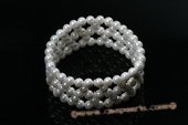 Pbr376 Hand Knitted Round Shell Pearl Stretchy Bracelet
