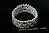 Pbr376 Hand Knitted Round Shell Pearl Stretchy Bracelet
