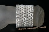 Pbr377 Hand Knitted 3-4mm Potato Seed Pearl Stretchy Bracelet