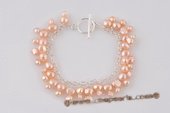 pbr379 Hand Carfted Sterling Silver Overlay Pink Pearl Bracelet