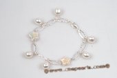 pbr385 Dazzling Hand Crafted Sterling Silver Cultured Pearl Bracelet