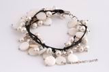 Pbr396 Fashion white freshwater potato pearl and shell bracelet