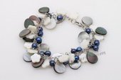 Pbr399 Hand Crafted Potato Pearl and Shell Bead Bracelet