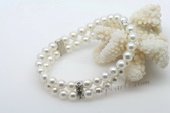 pbr406 Double Rows 6mm white sea shell  Pearl Bracelet