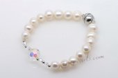 pbr407 Designer 8-9mm white potato pearl and crystal bracelet