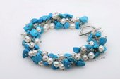 pbr408 4-5mm white freshwater potato pearl overlay  bracelet