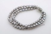 Pbr414 Hand Strung Grey Freshwater Rice Pearl Bracelet