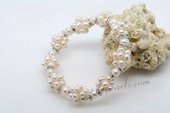 Pbr417 Lovely Elastic Culster Cultured Freshwater Pearl Bracelet