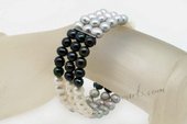 Pbr420 Three Rows Mixcolor Potato pearl Adjustable Bangle Clasp