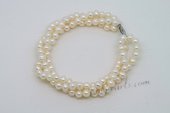 Pbr432 White Pearl Triple Twisted Strands Hand Knotted Bracelet