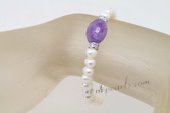 pbr436 Designer White Potato Pearl and Amethyst Bracelet