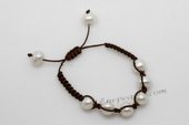 Pbr437 Unusual 10-11mm Baroque Pearls Cord Bracelet