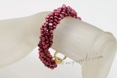 Pbr442 Stylish Wine Red freshwater Nugget Pearl Twisted Bracelet