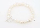 Pbr446 Hand Knotted 7-8mm White Nugget Pearl Bracelet