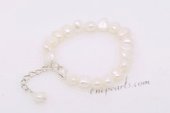 Pbr455 Hand Knotted 7-8mm Freshwater Nugget Pearl Bracelet