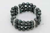 pbr458 Three Stramds 8mm Round Shell Pearl Stretchy Bracelet