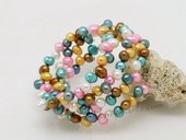 pbr465 Lovely 6-7mm Colorful Side Drilled Cultured Pearl Bangle Bracelet