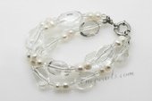 pbr472 Potato White Freshwater Pearl & Crystal Bracelet