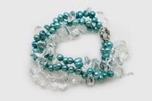 pbr473 Freshwater Pearl Bracelet with 6-7mm Blue Dacning Pearls, with Crystal