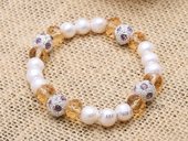 pbr476 Newest Design Freshwater Pearl&Crystal Stretchy Bracelet