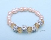 pbr480 Charming Freshwater Twins Pearl Stretchy Bracelet with Crystal