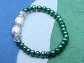 pbr483 Charming Green Potato Pearl Stretchy Bracelet with Crystal