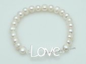 pbr486 Potato Pearl Beads with  "Love" charm StretchyBracelet
