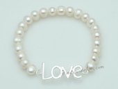 pbr486 Potato Pearl Beads with  "Love" charm StretchyBracelet