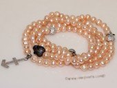 pbr507 Natural Pink Cultured Freshwater Pearl Bead Wrap Bracelet