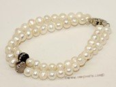 pbr511 Double Rows 6-7mm White Potato Pearl Bracelet