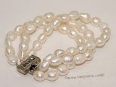 pbr517 Multi-Strand Bracelet with 8-9mm white long drill nugget pearl
