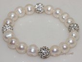 pbr520 Freshwater Pearl Elastic Bracelet with Silver Toned Fitting