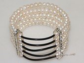 pbr522 multi-strand cuff 6-7mm freshwater button pearl stretch bracelet