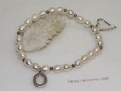 pbr525 stretchy freshwater rice pearl bracelet with sterling silver charm tag
