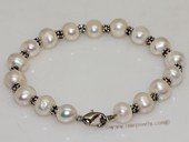 pbr526  Freshwater Potato pearl bracelet with silver tone fitting