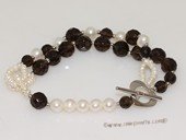 pbr527  freshwater pearl and man made crystal bracelet jewelry