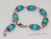 pbr529 Fashion  Blue Turquoise Bracelet With  Silver Tone Fitting