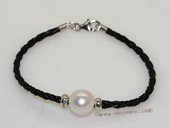 pbr530 Black Thread Cord  11-12mm Freshwater  Whorl Pearl Bracelet