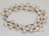 pbr531   Double Strand Freshwater Potato pearl bracelet with silver tone fitting