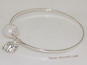 pbr536  Freshwater Pearl Sterling Silver Circle Bangle Bracelet