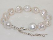 pbr537   12-13mm white freshwater nucleated pearl bracelet