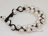 pbr541  Hand Knitted White Freshwater potato Pearl Bracelet