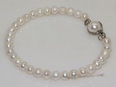 pbr544 Fashion 6-7mm white potato pearls wire bangle bracelet