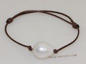 pbr546  Large 12-14mm white rice pearl bracelet with thread Cord