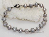 pbr568  Freshwater Potato pearl bracelet with silver tone fitting