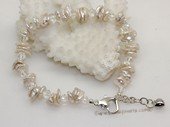 pbr575 8-9mm  keishi  pearl and Austria crystal bracelet in white
