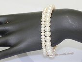 pbr589 Double Rows Freshwater White Button Pearl Bracelet