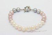 Pbr595 Enhanced Multi-color Cultured Freshwater Potato Pearl  Bracelet