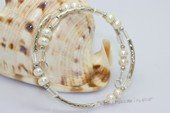 Pbr607 Freshwater Cultured Button Pearl Bracelet Wrap with Silver Tone Metal