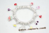 Pdbr007 Silver-tone Ring Stretch 

Bracelet with lampwork  Charm